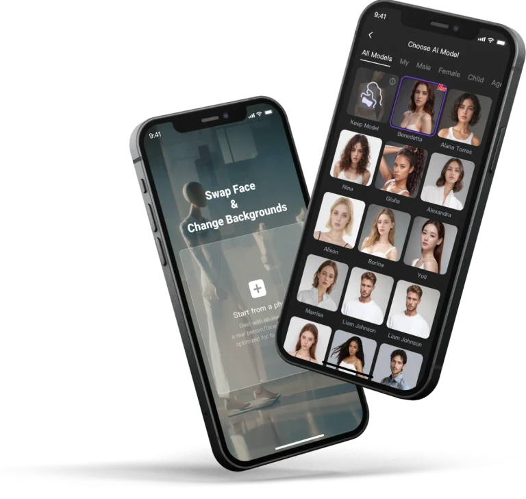 WeShop AI mobile app: AI models and background creation
